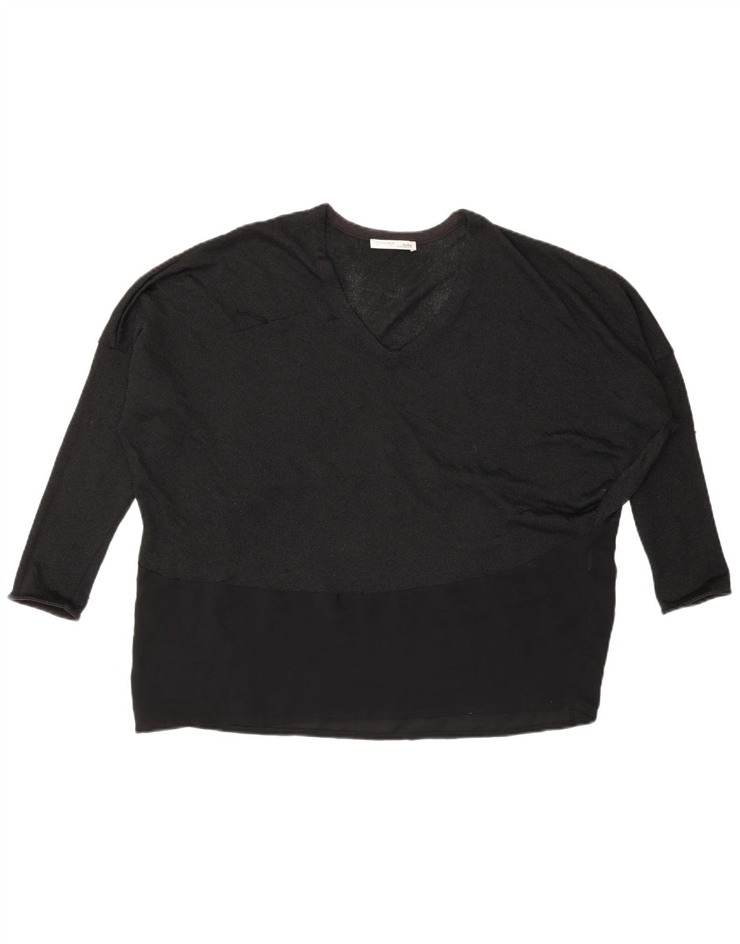Zara Womens Batwing Top Long Sleeve UK 14 Medium Black