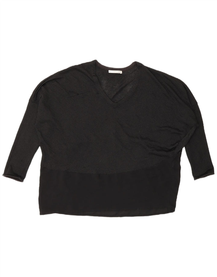 Zara Womens Batwing Top Long Sleeve UK 14 Medium Black