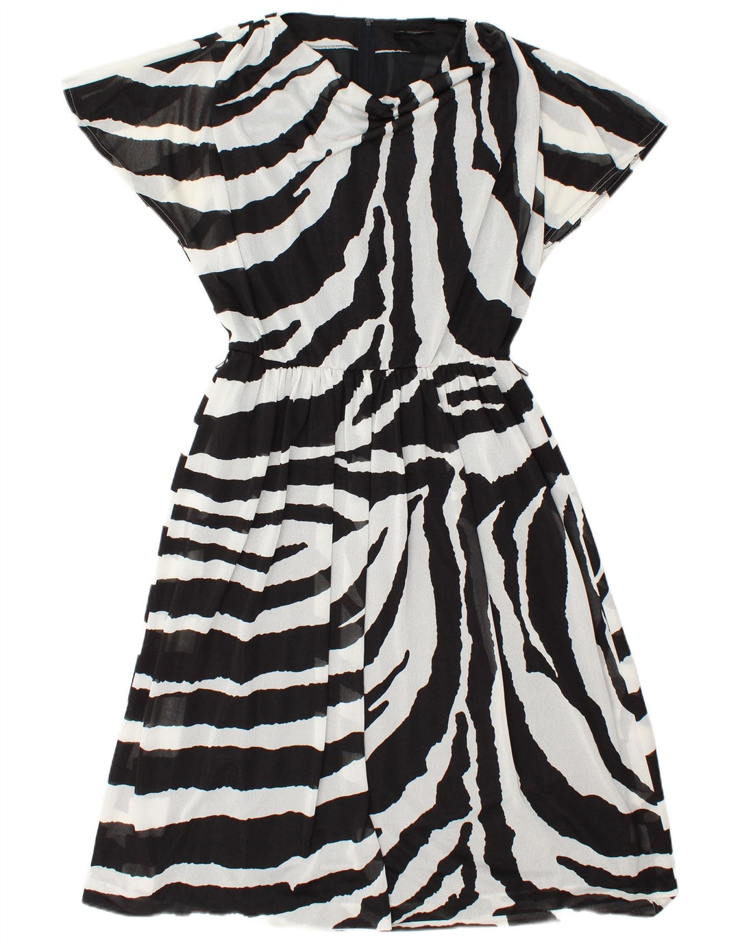 VINTAGE Womens A-Line Dress EU 38 Medium Black Striped Polyester