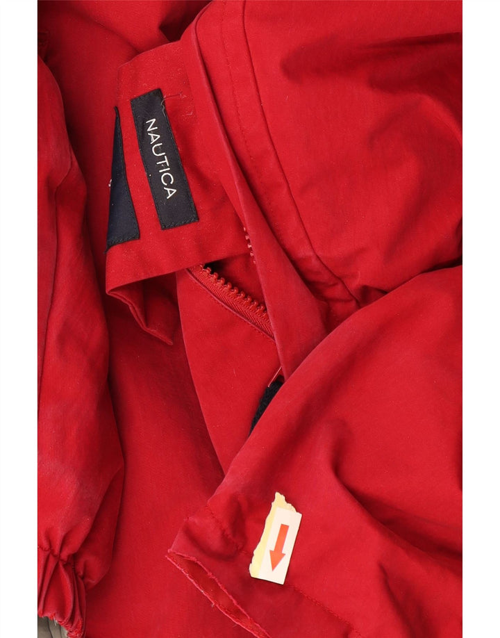 NAUTICA Mens Hooded Padded Reversible Jacket UK 40 Large Red Colourblock