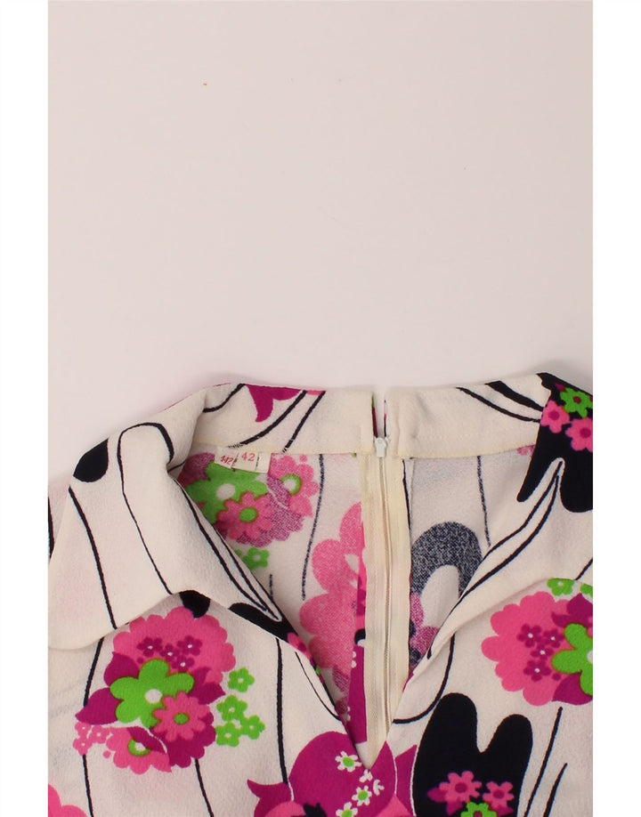 VINTAGE Womens Sleeveless Shift Dress IT 42 Medium White Floral Polyester Vintage Vintage and Second-Hand Vintage from Messina Hembry 