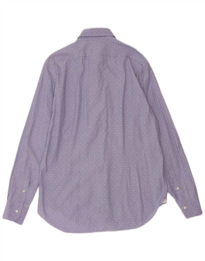 GUTTERIDGE Mens Shirt Size 15 1/2 40 Medium Blue Spotted Cotton
