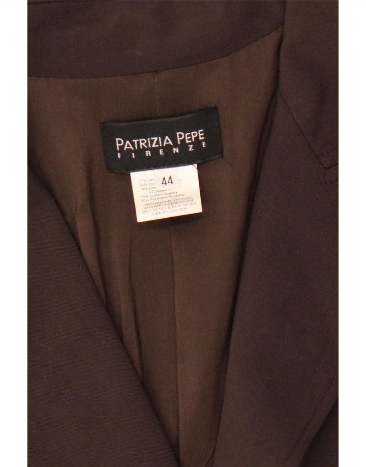 Patrizia Pepe Womens 2 Button Crop Blazer Jacket IT 44 Medium Brown Wool