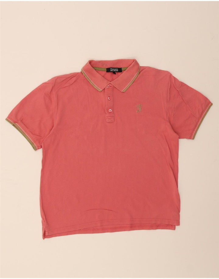TRUSSARDI Mens Polo Shirt Large Pink Cotton Vintage Trussardi and Second-Hand Trussardi from Messina Hembry 