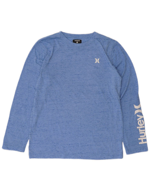 Hurley Boys Graphic Top Long Sleeve 13-14 Years XL Blue Flecked