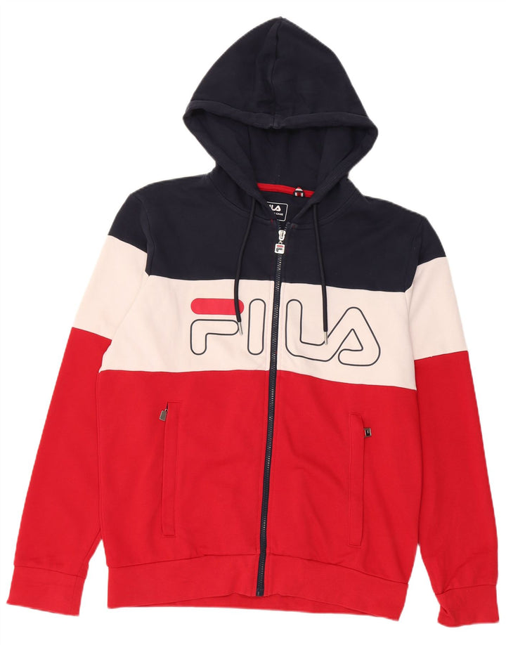 FILA Mens Graphic Zip Hoodie Sweater Medium Multicoloured Colourblock
