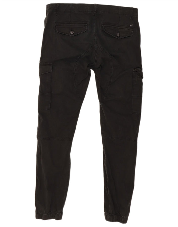 JACK & JONES Mens Joggers Cargo Trousers W34 L30 Black Cotton