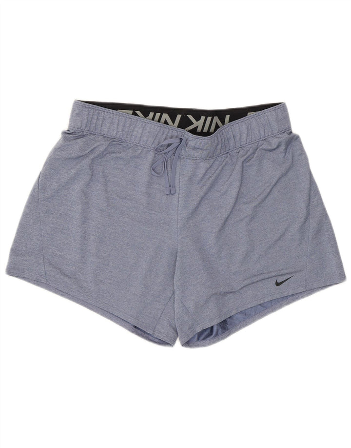 Nike Womens Dri Fit Sport Shorts UK 14 Medium Blue Polyester