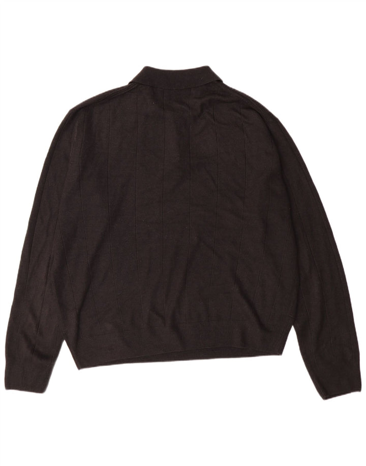 Dockers Mens Polo Neck Jumper Sweater 2XL Black Acrylic