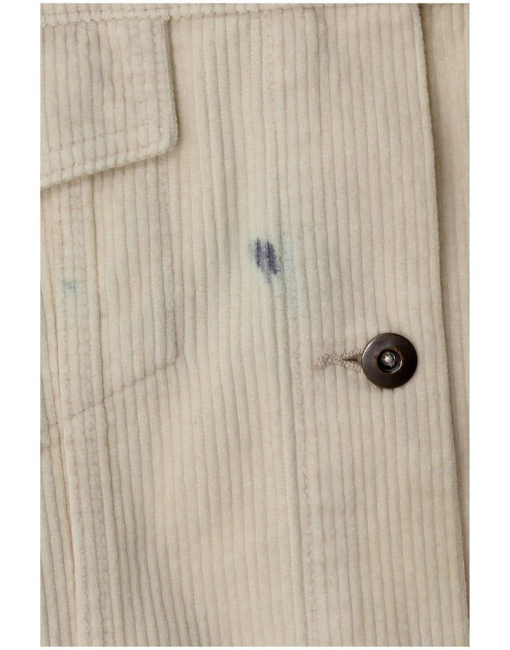 Zara Womens Oversized Corduroy Jacket UK 10 Small Off White Cotton