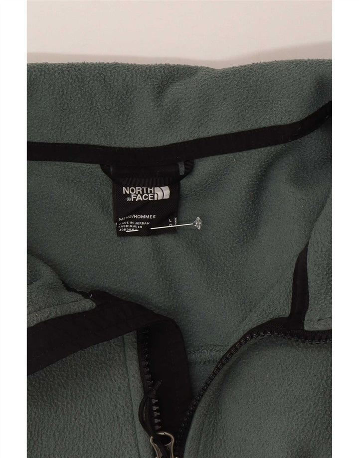 The North Face Mens Zip Neck Fleece Jumper Large Green Polyester