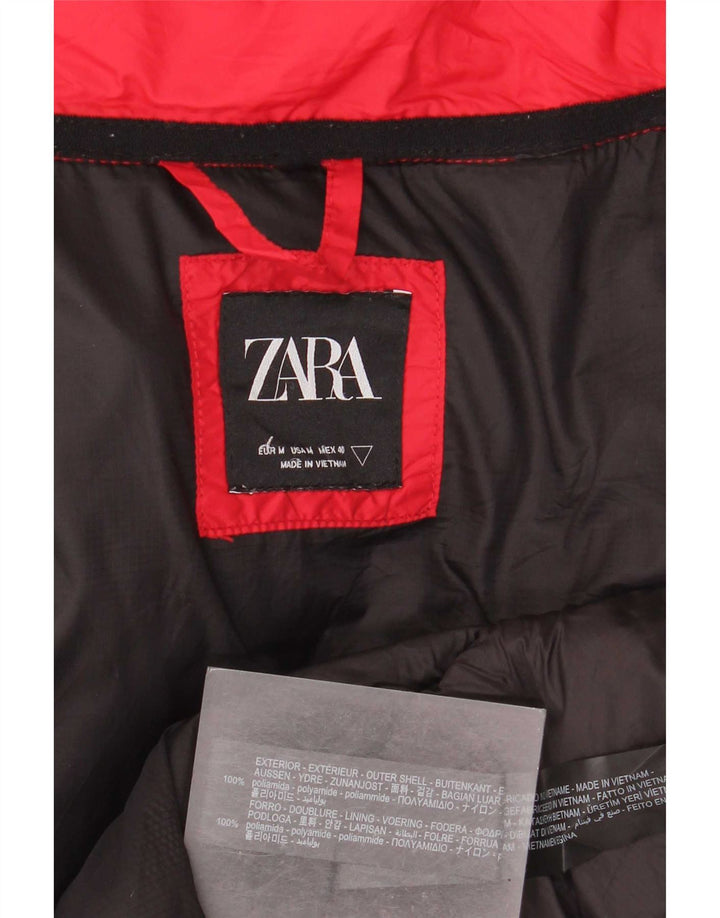 Zara Mens Padded Jacket UK 38 Medium Red Polyamide