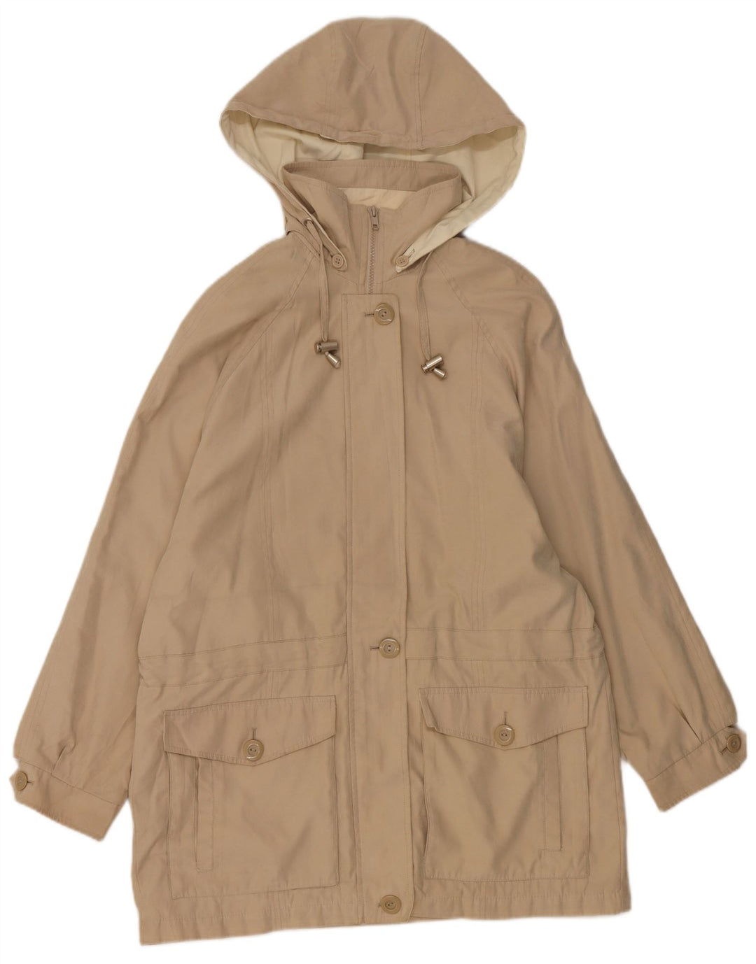 LONDON FOG Womens Oversized Hooded Utility Jacket UK 10 Small Beige