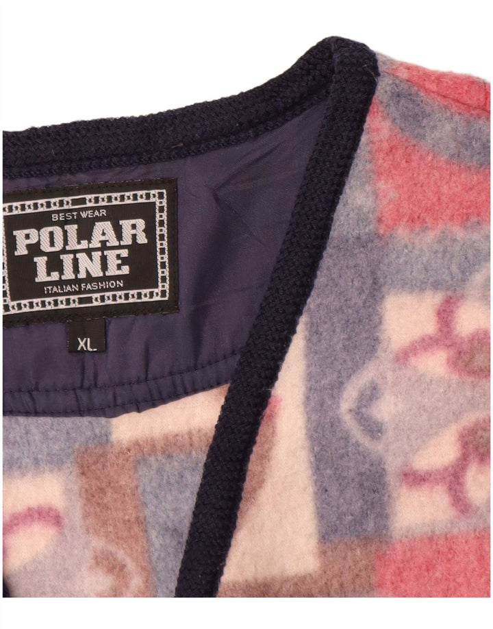 VINTAGE Mens Fleece Gilet UK 42 XL Multicoloured Fair Isle Polyester