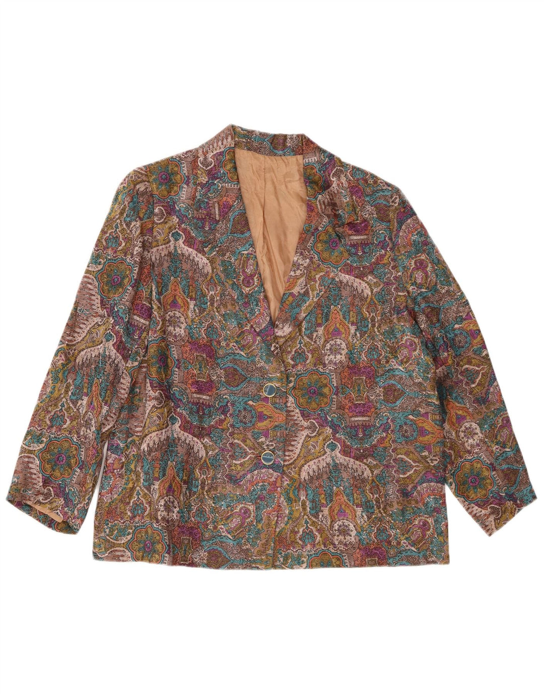 Vintage Womens Abstract Pattern Blazer Jacket UK 14 Large Multicoloured
