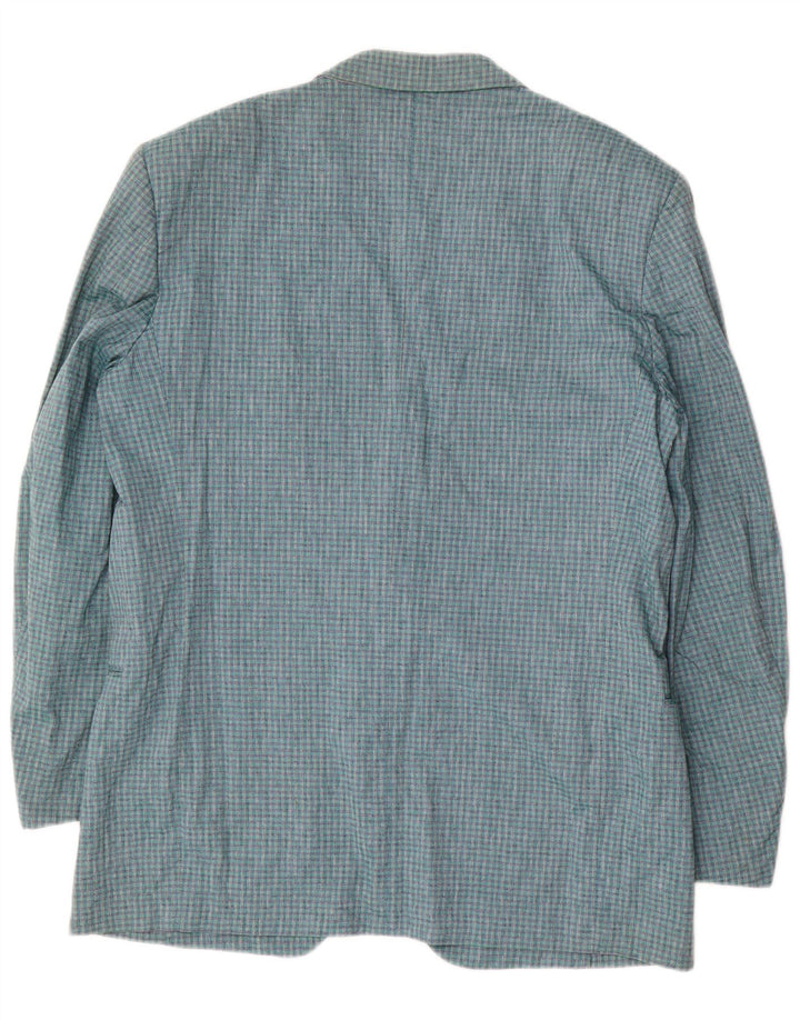 Nino Cerruti Mens 2 Button Blazer Jacket IT 54 2XL Blue Check Cotton