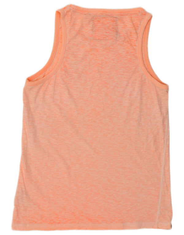 SUPERDRY Womens Low Roller Vest Top UK 16 Large Orange Flecked Cotton