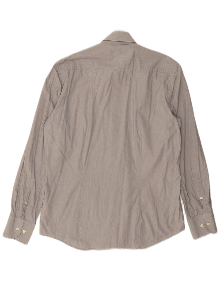DACK'S Mens Slim Fit Shirt Medium Grey Pinstripe