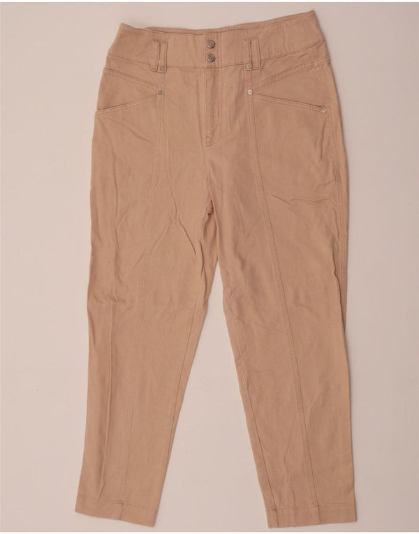 Reiss Womens Tapered Casual Trousers UK 12 Medium W32 L28 Beige Cotton