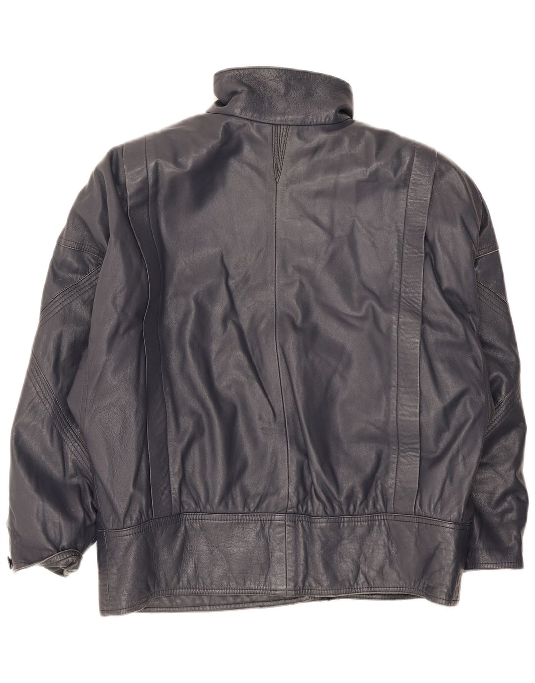 Chevignon Womens Leather Jacket UK 16 Large Navy Blue