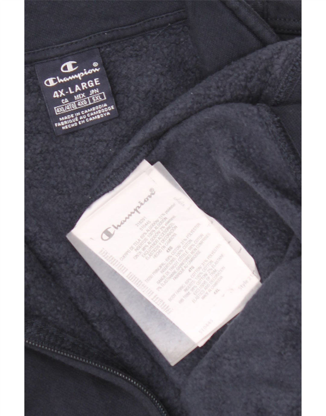 CHAMPION Mens Zip Neck Sweatshirt Jumper 4XL Navy Blue Cotton