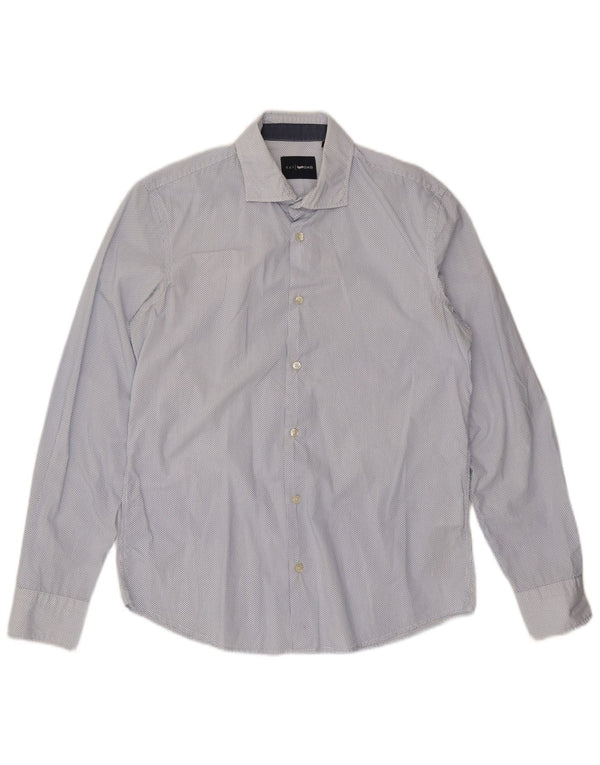 Gas Mens Shirt Large Blue Spotted Cotton