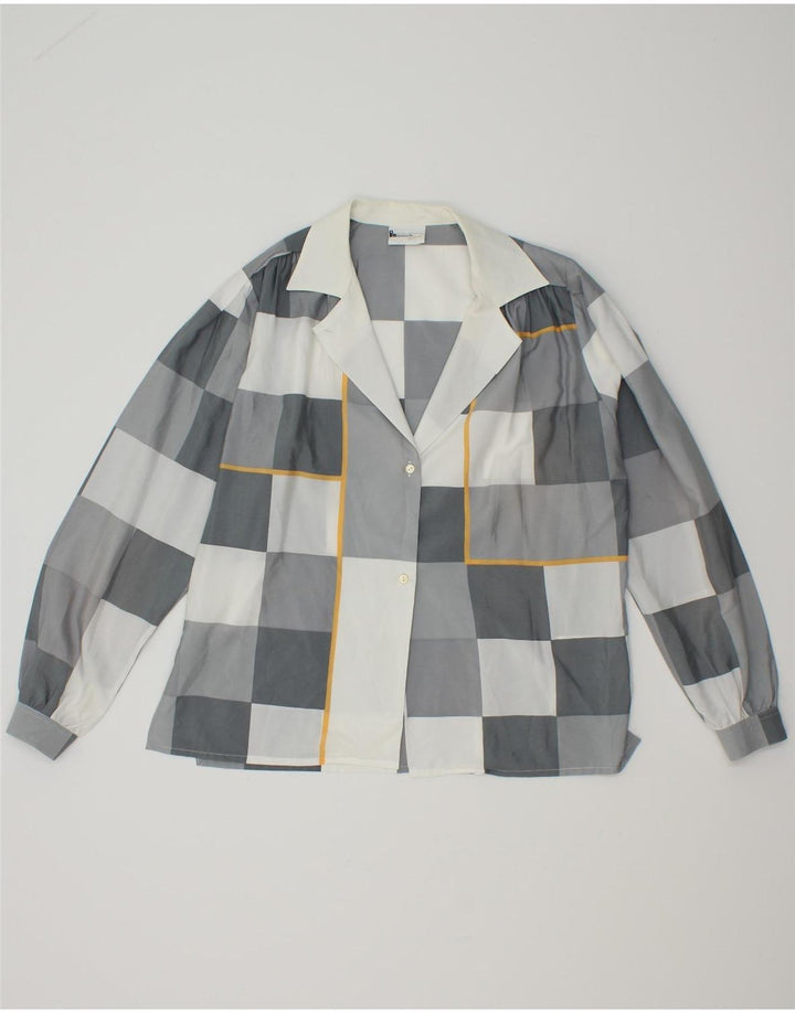 HAMMERLE Womens Long Sleeve Shirt Blouse UK 16 Large Grey Check Polyester Vintage Hammerle and Second-Hand Hammerle from Messina Hembry 