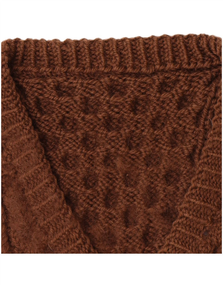 VINTAGE Womens V-Neck Jumper Sweater UK 14 Large Brown