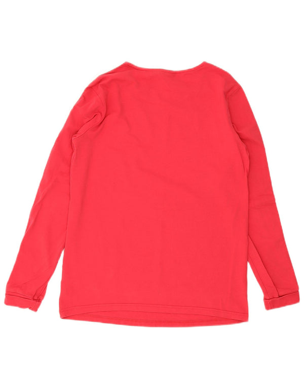 Adidas Womens Top Long Sleeve UK 10 Small Red Colourblock