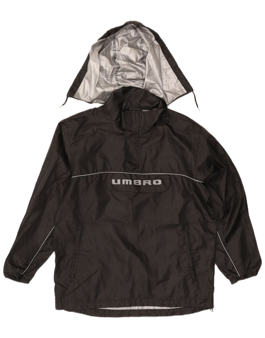 Umbro Mens Graphic Hooded Rain Jacket UK 38 Medium Black Polyester