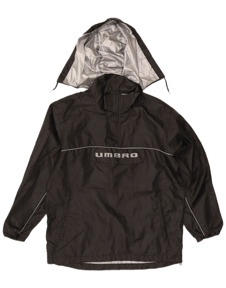 Umbro Mens Graphic Hooded Rain Jacket UK 38 Medium Black Polyester