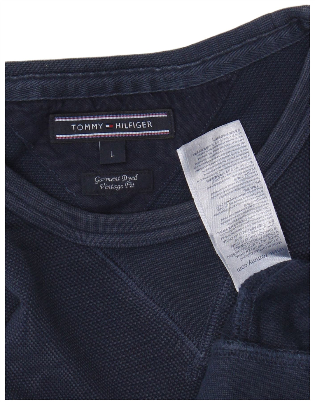 TOMMY HILFIGER Mens Vintage Fit Sweatshirt Jumper Large Navy Blue Cotton