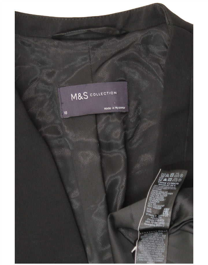 Marks & Spencer Womens 1 Button Blazer Jacket UK 18 XL Black Polyester