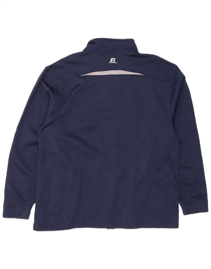 RUSSELL ATHLETIC Mens Tracksuit Top Jacket XL Navy Blue Colourblock