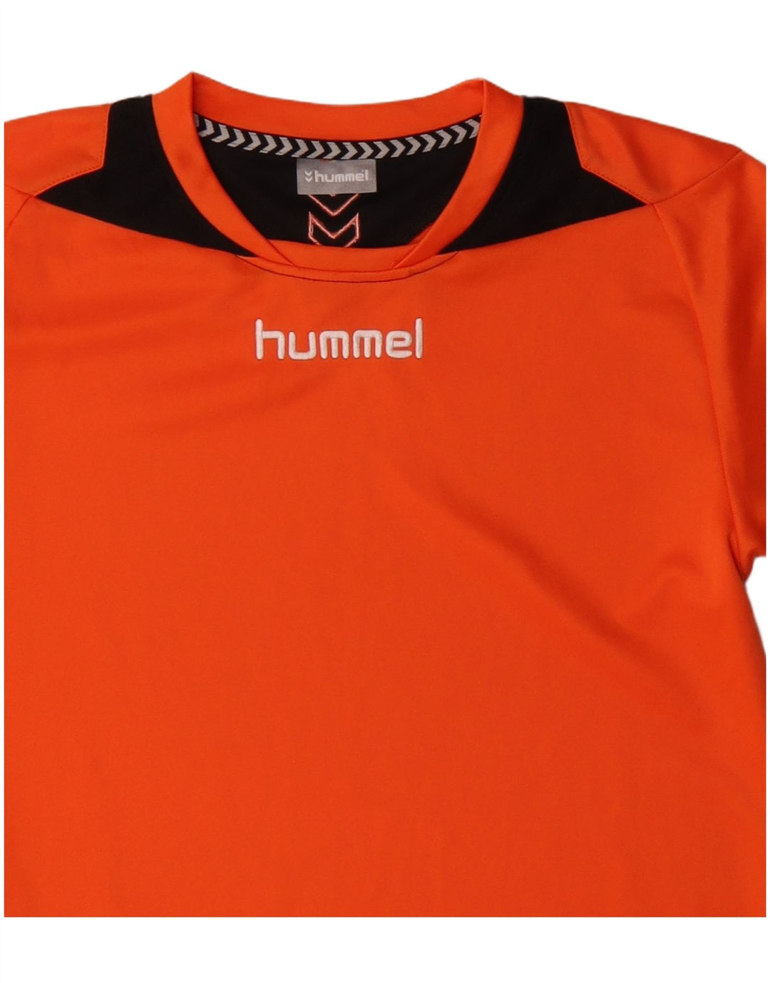 HUMMEL Mens Graphic T-Shirt Top Small Orange Colourblock Polyester