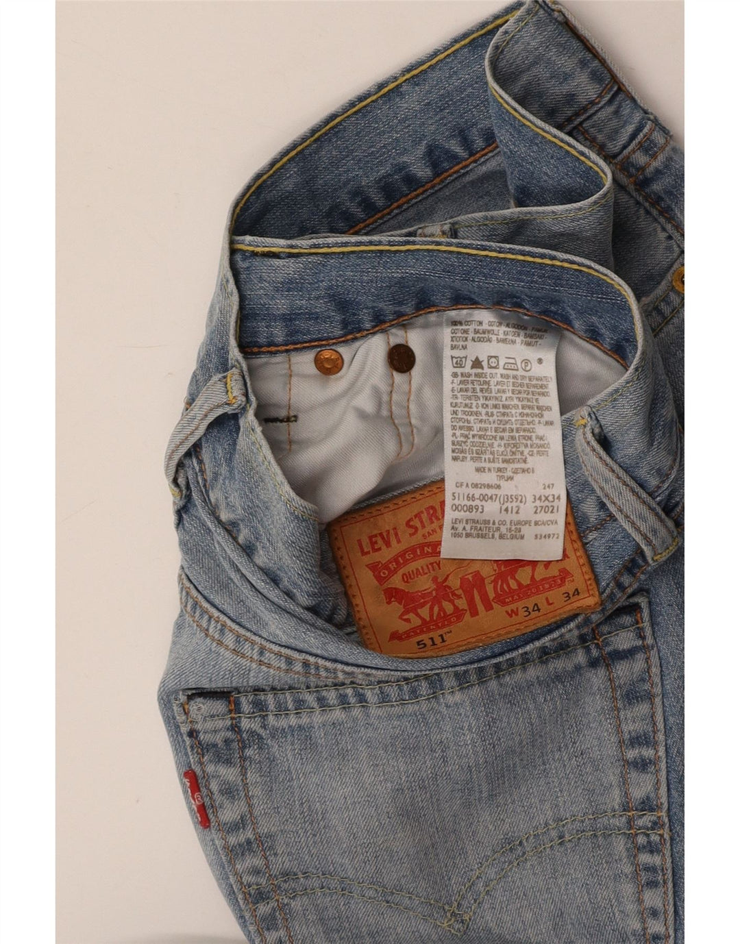 LEVI'S Mens 511 Slim Jeans W34 L34 Blue Cotton