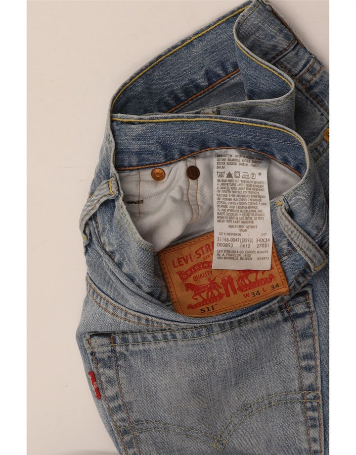 LEVI'S Mens 511 Slim Jeans W34 L34 Blue Cotton