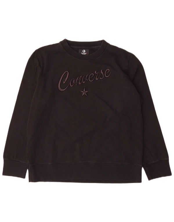 Converse Womens Graphic Sweatshirt Jumper UK 16 Large Black Cotton