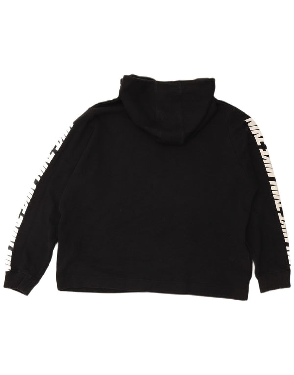 NIKE Womens Graphic Oversized Hoodie Jumper UK 18 XL Black Cotton