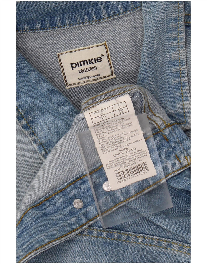 PIMKIE Womens Distressed Crop Denim Jacket IT 46 Large Blue Cotton
