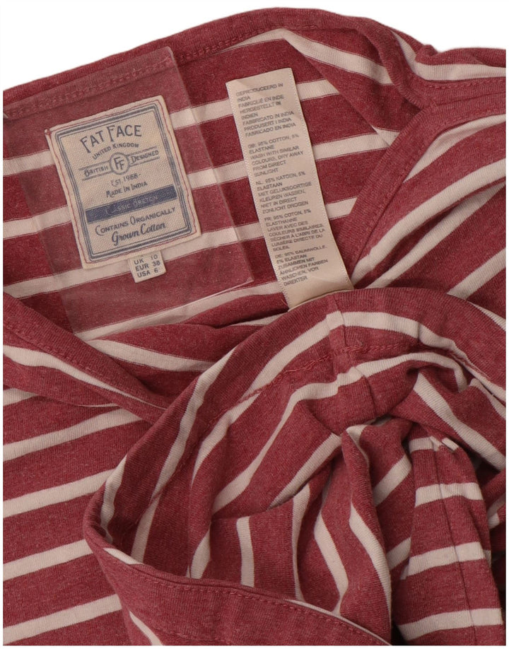 Fat Face Womens Top Long Sleeve UK 10 Small Pink Striped