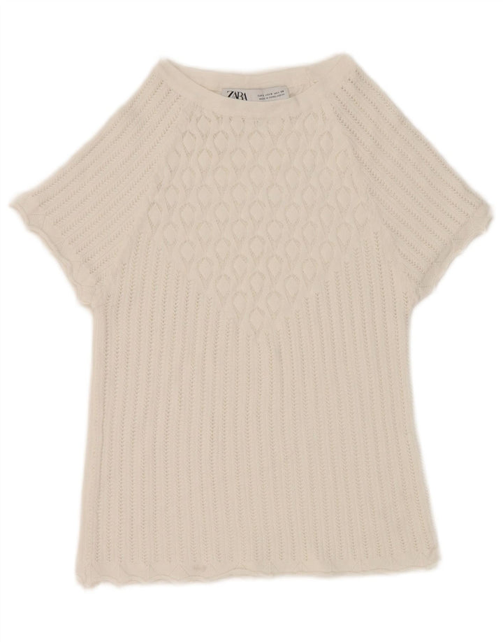 Zara Womens Crop Blouse Top UK 8 Small White