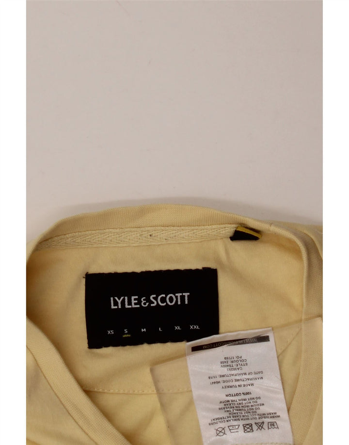 LYLE & SCOTT Mens T-Shirt Top Small Yellow Cotton