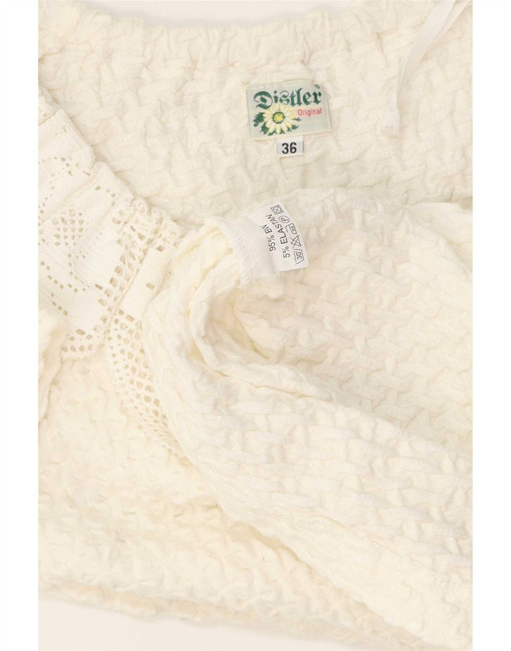 Distler Womens Blouse Top EU 36 Small White Cotton