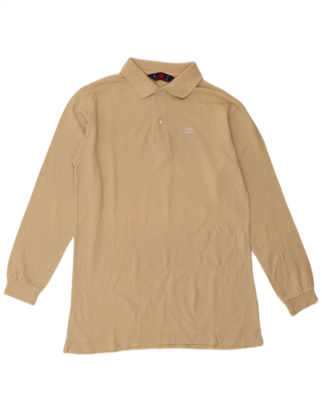 Kappa Mens Long Sleeve Polo Shirt Medium Beige Cotton