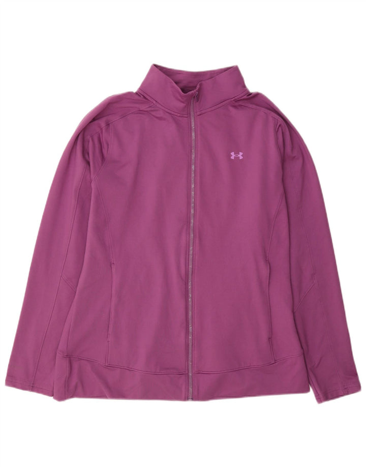 Under Armour Womens Tracksuit Top Jacket UK 14 Large Purple Polyester