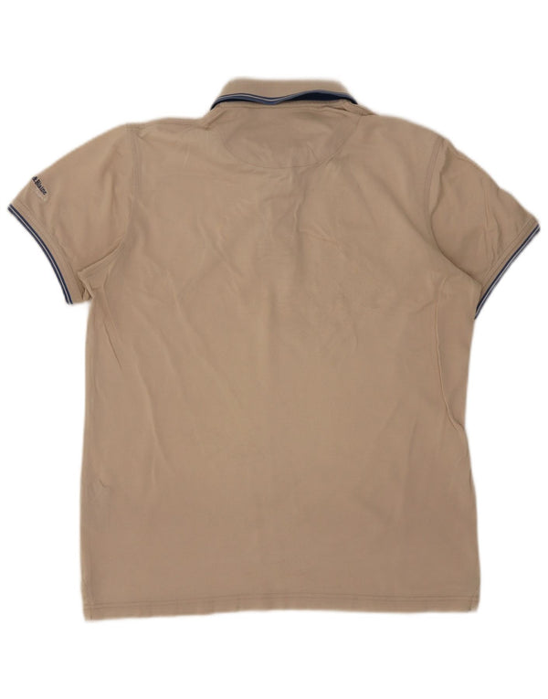 Harmont & Blaine Mens Polo Shirt Small Beige Striped Cotton