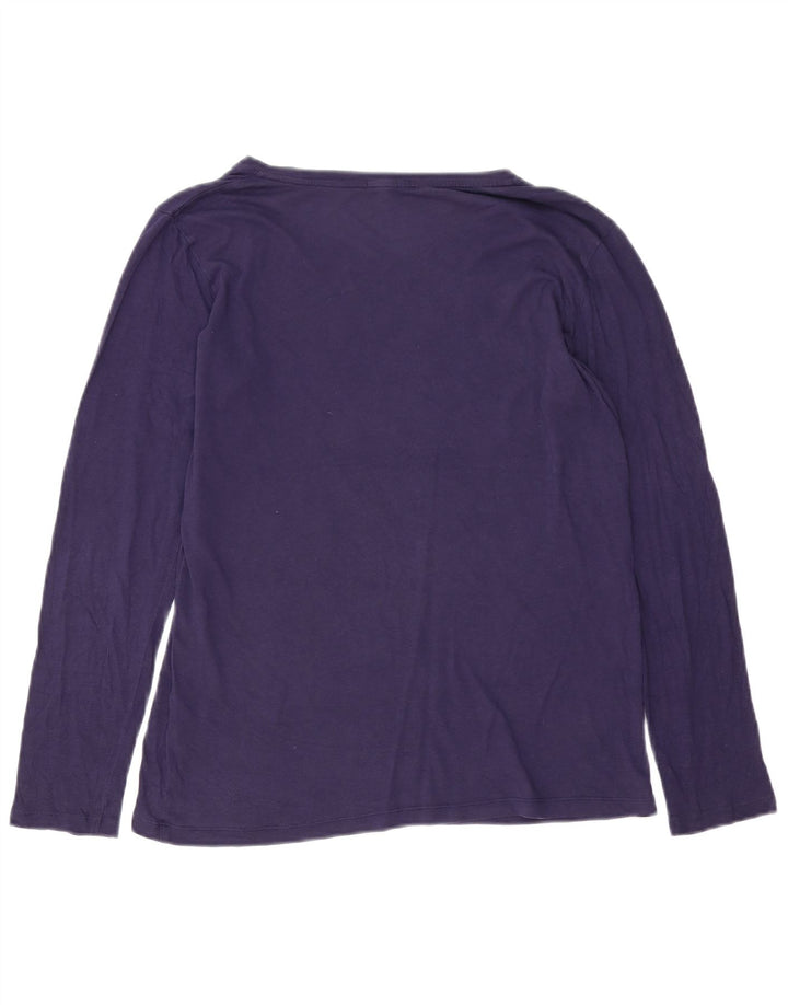 JIGSAW Womens Top Long Sleeve UK 14 Medium Navy Blue Modal