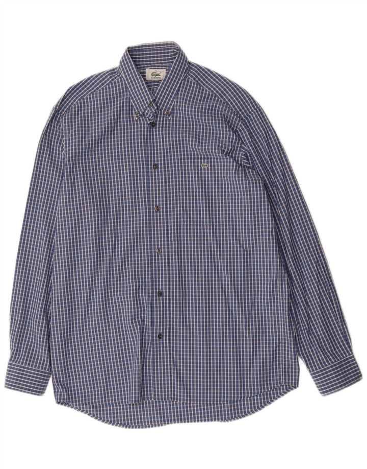 LACOSTE Mens Shirt Size 40 Medium Blue Check Cotton