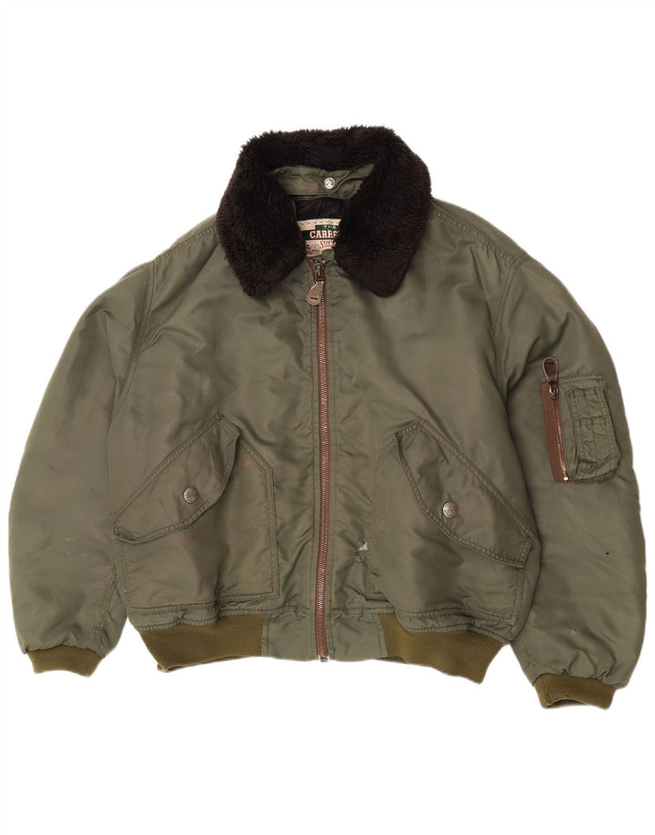 Carrera Mens Bomber Jacket UK 40 Large Khaki Colourblock Polyamide